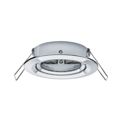 Round recessed spotlight in chrome metal with spring clips for ceiling installation, LED compatible