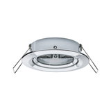 Round recessed spotlight in chrome metal with spring clips for ceiling installation