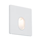 Square white plastic LED wall recessed light with oval cutout for modern indoor lighting solutions