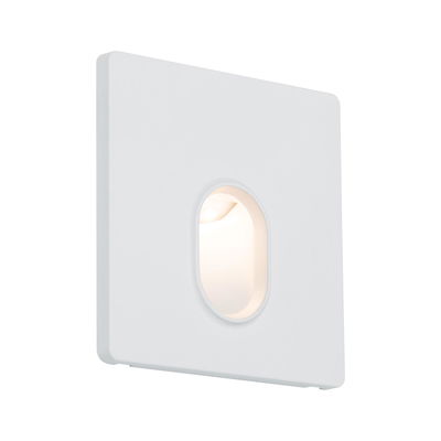 Square white plastic LED wall recessed light with oval cutout for modern indoor lighting solutions