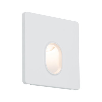 Square white plastic LED wall recessed light with warm white illumination for indoor use