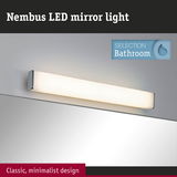 Nembus white LED mirror light with minimalist design for modern bathroom lighting