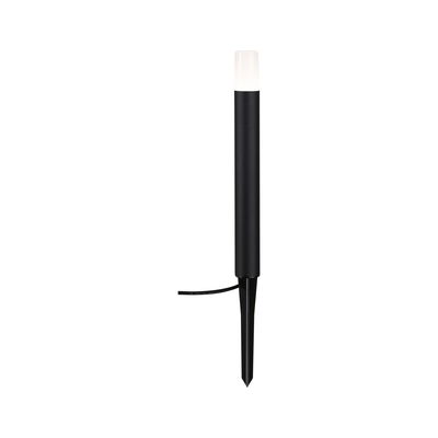Lanterne de jardin LED noire avec diffuseur blanc et piquet en plastique pour éclairage extérieur