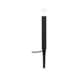 Black LED garden light with white diffuser and plastic ground spike for outdoor lighting