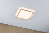 Plafonnier LED carré avec cadre en bois naturel pour un éclairage moderne