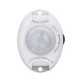 Weißer LED-Bewegungsmelder aus Kunststoff mit 12V Eingang und 24W Maximalleistung für Lichtsteuerung