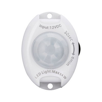 Weißer LED-Bewegungsmelder aus Kunststoff mit 12V Eingang und 24W Maximalleistung für Lichtsteuerung