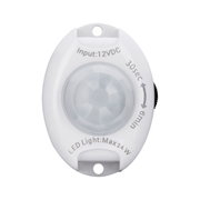Witte kunststof LED bewegingssensor met 12V DC ingang en maximaal 24W vermogen