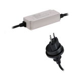 White LED power supply with black Euro plug for energy-efficient lighting solutions