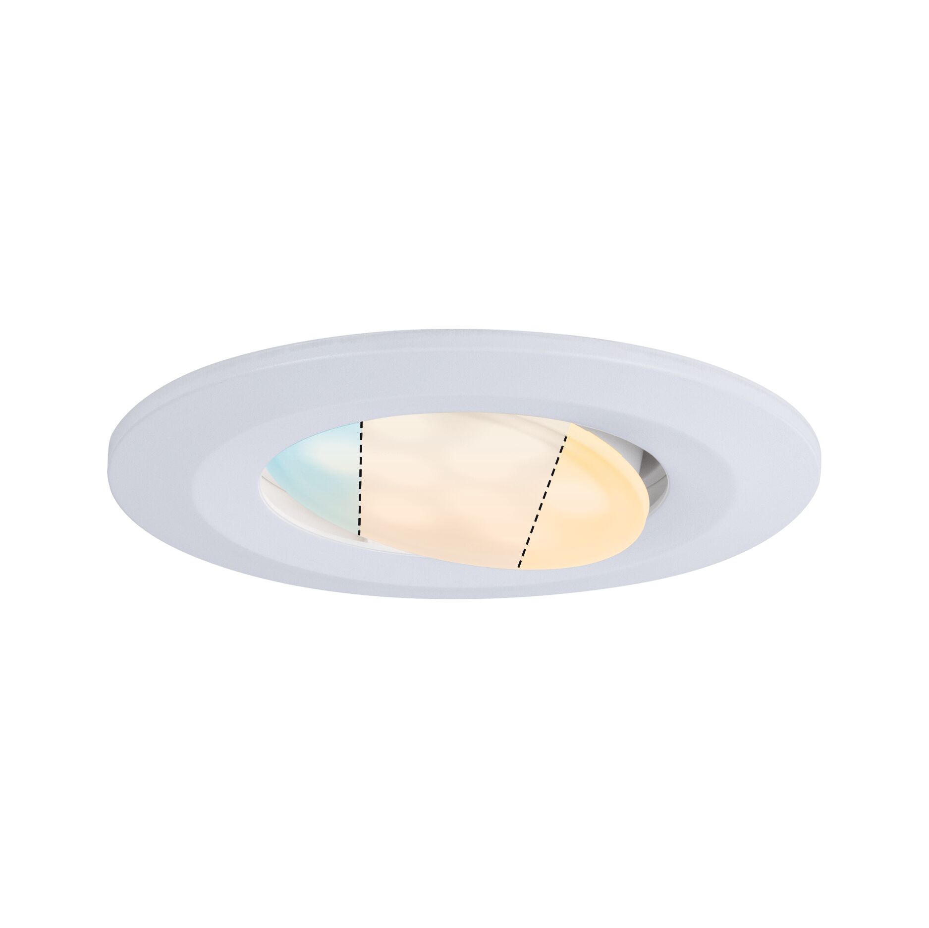 Round white LED recessed panel light with adjustable color temperature for living spaces