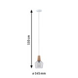 Hanglamp met hout en helder glas, 110 cm lang, 145 mm diameter, moderne LED hanglamp