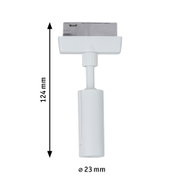 Weißer Kunststoff-Adapter mit 124 mm Länge und 23 mm Durchmesser für LED-Schienenbeleuchtung