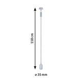Sølvfarvet LED-metalpendel med 118 cm længde og 35 mm diameter til moderne belysning