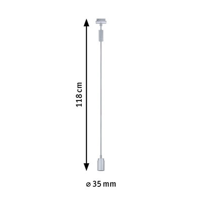 Sølvfarvet LED-metalpendel med 118 cm længde og 35 mm diameter til moderne belysning
