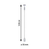 Silver metal LED pendant cable 118 cm long and 35 mm diameter for modern lighting solutions