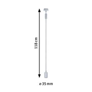 Silbernes LED-Seilpendel aus Metall mit 118 cm Länge und 35 mm Durchmesser für moderne Beleuchtung