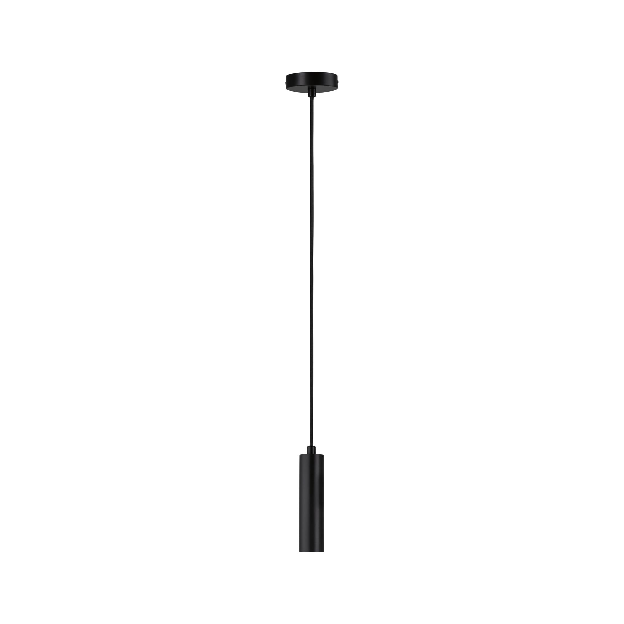 Suspension LED noire en métal au design cylindrique pour éclairage intérieur moderne