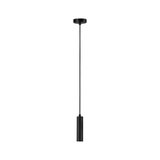 Black metal LED pendant light with cylindrical design for modern interior lighting