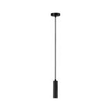 Black metal LED pendant light with cylindrical design for modern interior lighting