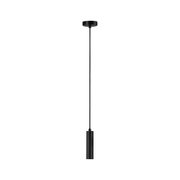 Black metal LED pendant light with cylindrical design for modern interior lighting