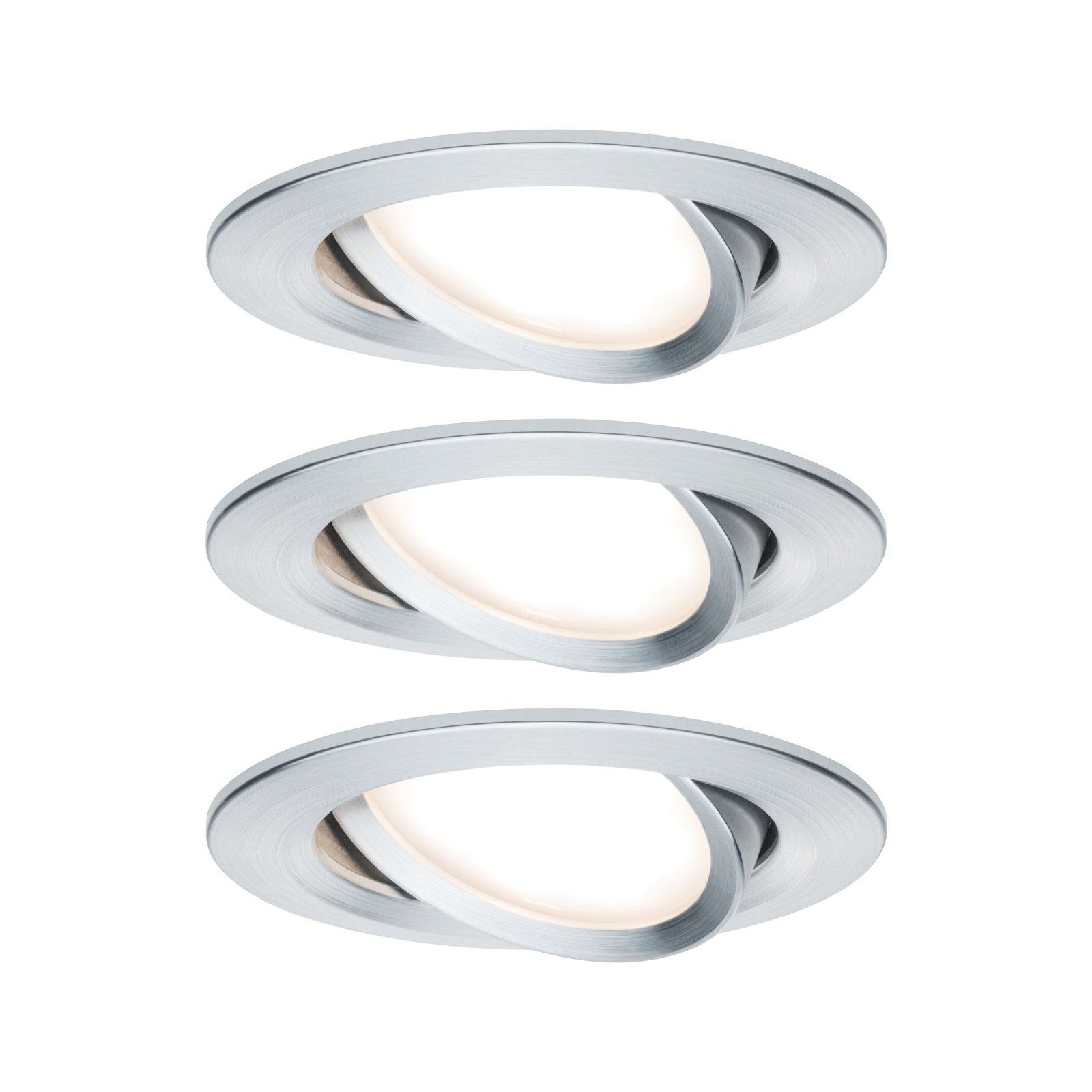LED Recessed luminaire 3-Step-Dim Nova Coin Basic Set Swivelling round 84mm 50° Coin 3x6W 3x470lm 230V dimmable 2700K Turned aluminium