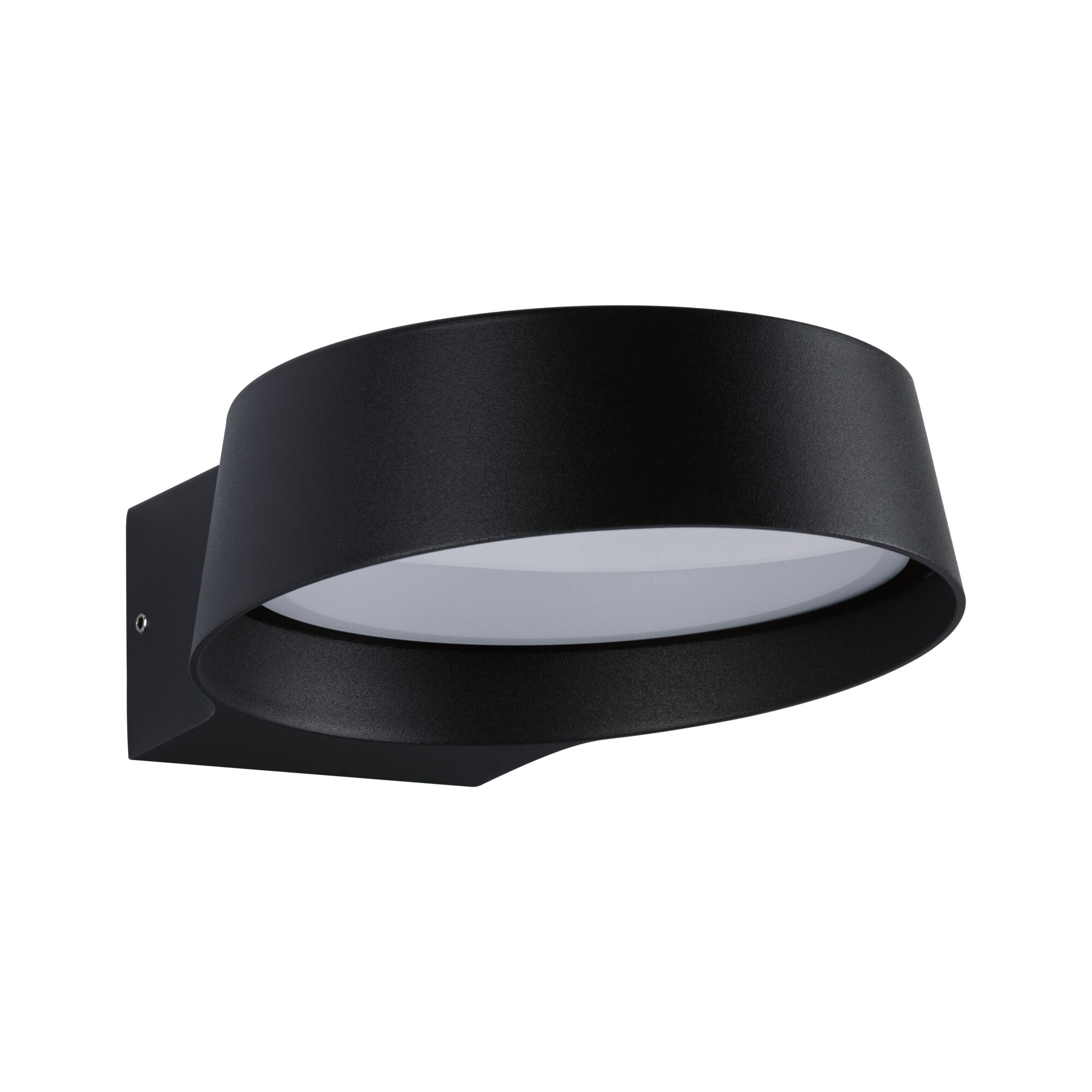 Schwarze runde LED-Wandleuchte aus Metall mit weißem Diffusor für moderne Innenbeleuchtung