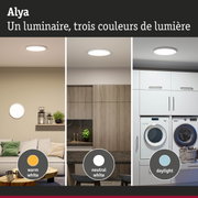 Plafonnier Alya avec trois couleurs de lumière blanc chaud, blanc neutre et lumière du jour pour pièces