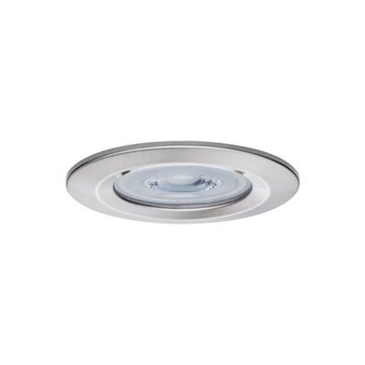 Round recessed LED light with brushed stainless steel frame for modern indoor lighting