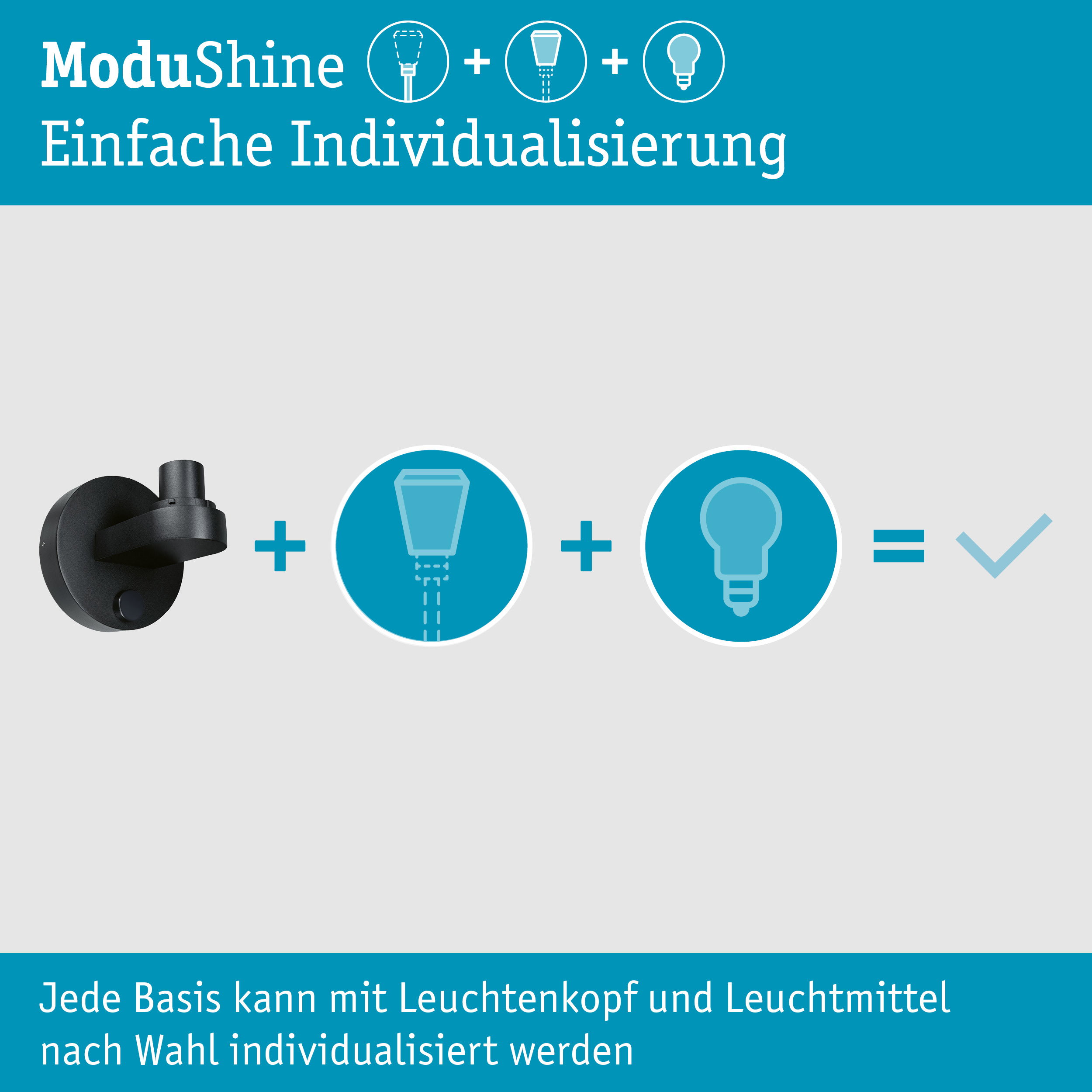 ModuShine Wandhalter Einfacher Lichtaustritt IP44 rund Anthrazit
