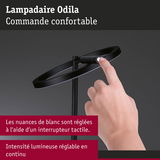 Lampadaire LED noir Odila avec interrupteur tactile pour réglage continu de la luminosité