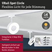Weißer URail Spot Circle LED-Strahler mit integrierter 3-Stufen-Dimmfunktion für flexible Beleuchtung