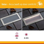 Solar LED-grondinbouwlamp Sorea Schemerings-sensor IP67 hoekig 200x100mm 3000K 0,3W 16lm 3,7V Staal geborsteld ABS/Polycarbonaat/edelstaal