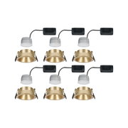 Six spots encastrés LED dorés avec dissipateurs blancs et boîtiers noirs pour éclairage intérieur moderne