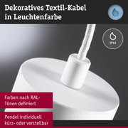 Weißes dekoratives Textilkabel mit IP44 Schutz für Leuchten, individuell kürz- und verstellbar