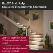 MaxLED trapverlichting in wit met houten tredenverlichting voor veilige trappenhuizen