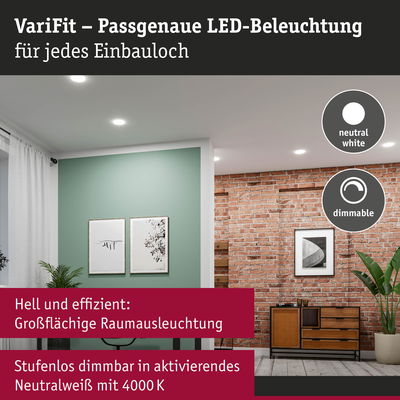 VariFit LED-Einbauleuchten in neutralweiß 4000K, dimmbar für großflächige Raumbeleuchtung im Wohnzimmer