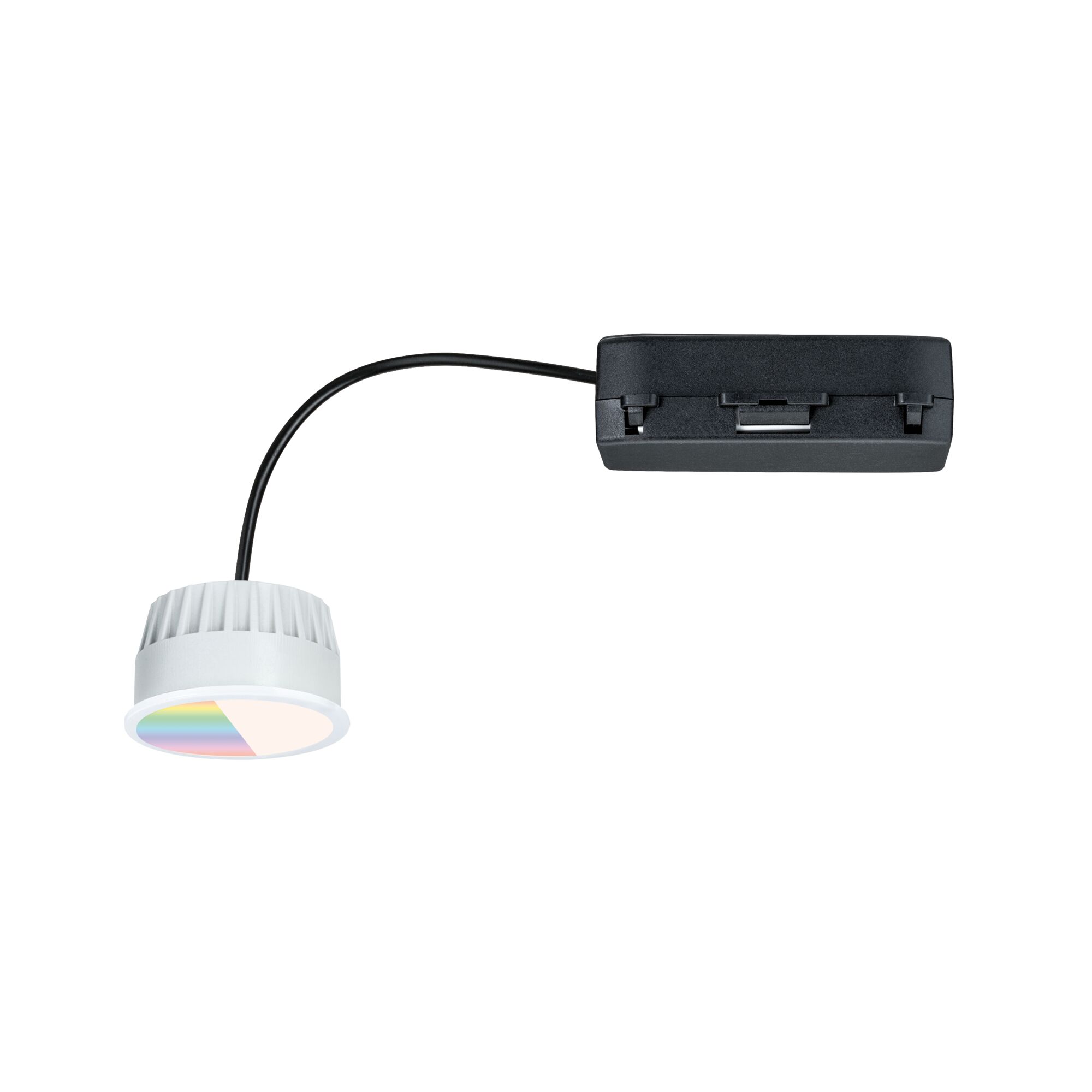 Spot encastré LED blanc compact avec câble noir et unité de contrôle pour accents lumineux modernes