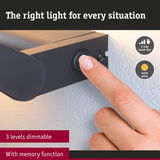 Finger touching black LED wall light with 3-step touch dim and warm white light function