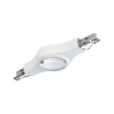 White plastic LED spotlight with metal clip for flexible lighting and easy installation