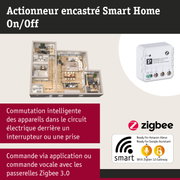 Actionneur encastré Smart Home blanc avec passerelle Zigbee 3.0 pour commande d’éclairage intelligente