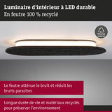 Luminaire LED durable en feutre recyclé gris foncé avec réduction du bruit pour intérieur