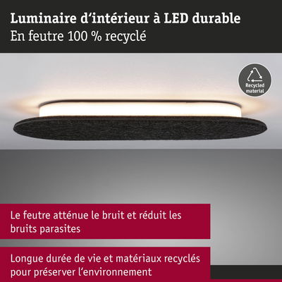Luminaire LED durable en feutre recyclé gris foncé avec réduction du bruit pour intérieur