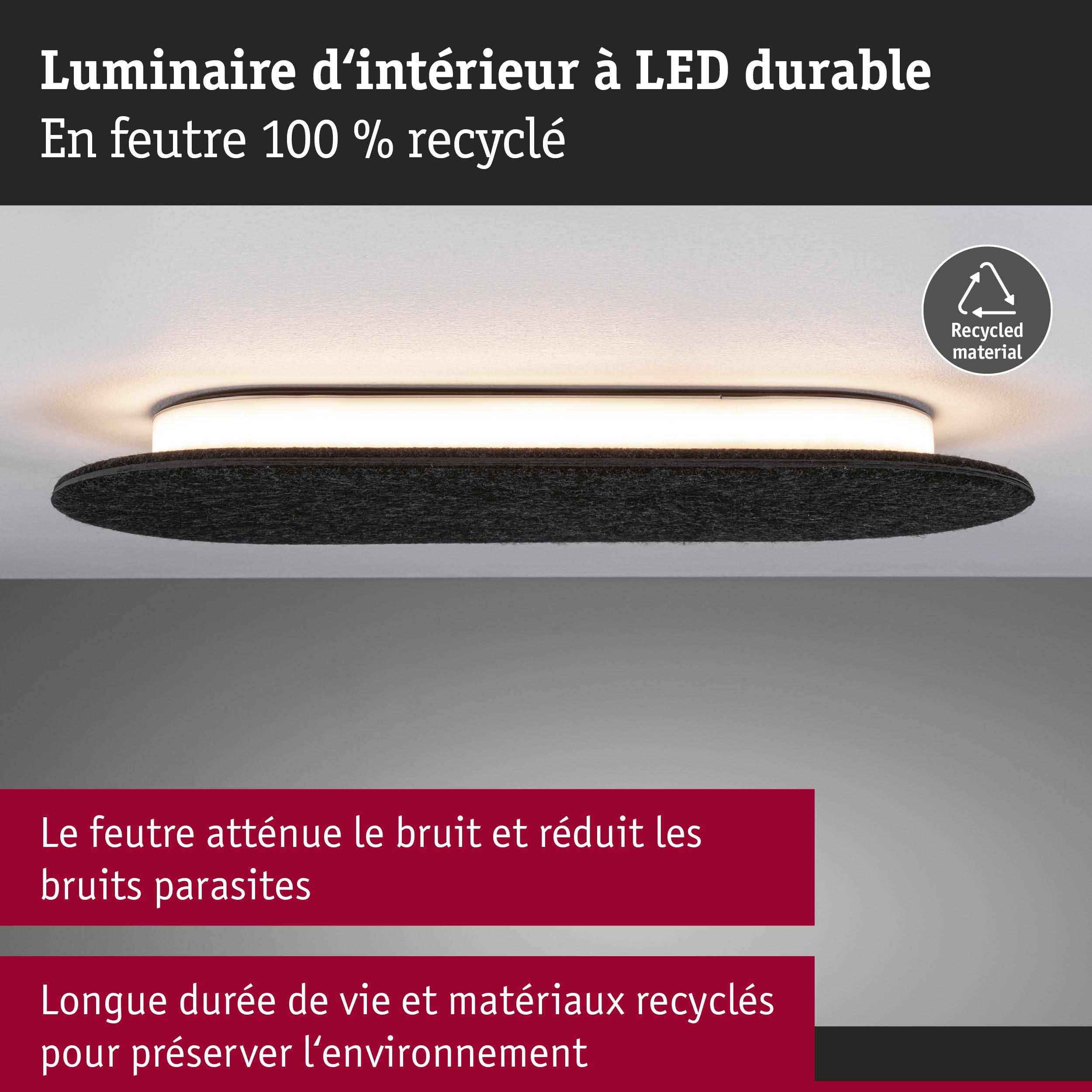Luminaire LED durable en feutre recyclé gris foncé avec réduction du bruit pour intérieur