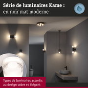 Série de luminaires Kame en noir mat avec appliques et plafonnier modernes pour salle de bain élégante