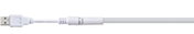 White USB cable with round connector and flexible plastic sheath for data transfer and power supply