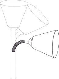 Drie witte leeslampen met verstelbare kappen en flexibele metalen armen voor woonverlichting