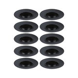 Set van tien zwarte metalen inbouwspots met ronde randen voor moderne LED-plafondverlichting