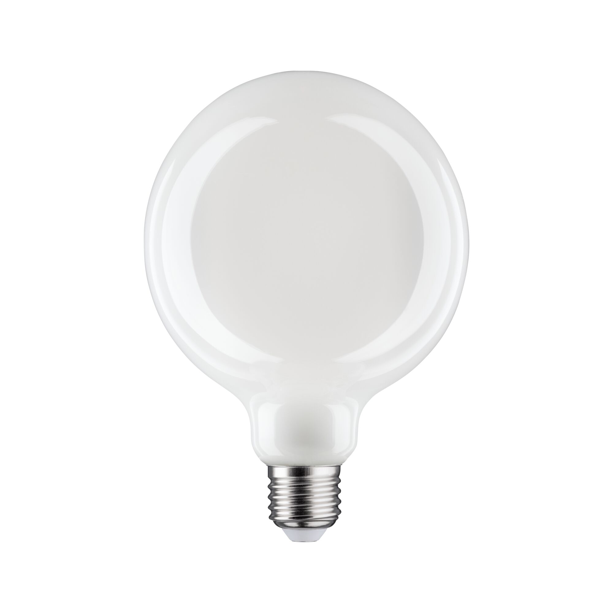 Round white LED bulb with E27 base made of glass for energy-efficient lighting