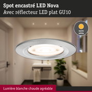 Spot encastré LED Nova avec réflecteur plat GU10 en blanc chaud pour un éclairage agréable