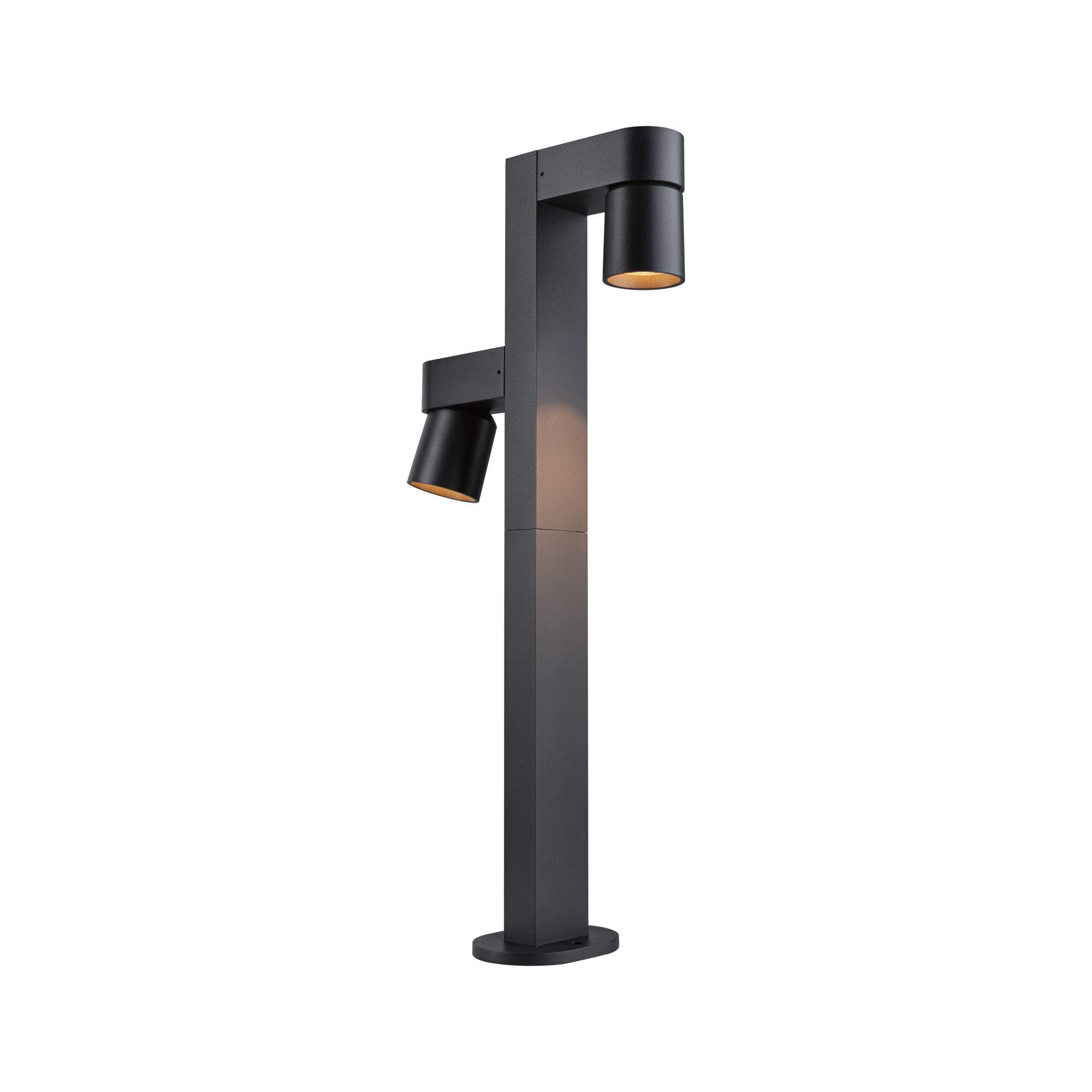 Modern black aluminum outdoor spotlight with two adjustable lamps for garden lighting